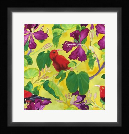 Framed Kiwis in Orchid Tree Print