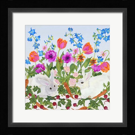 Framed Rabbits And Carrot Print
