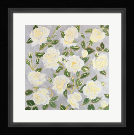 Framed White Roses Print