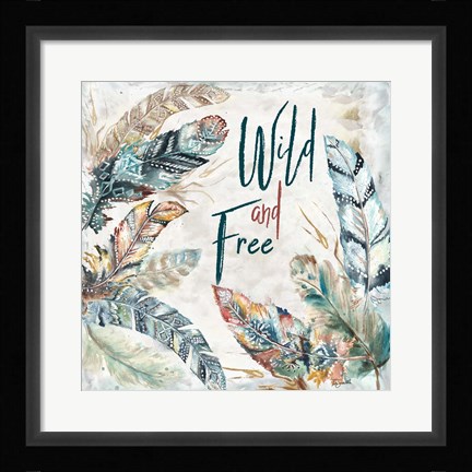 Framed Tribal Feathers Square II Print