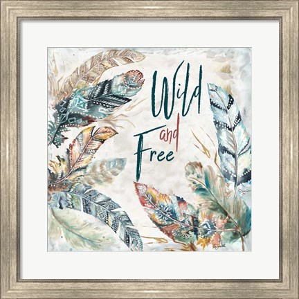 Framed Tribal Feathers Square II Print
