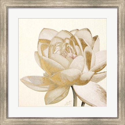Framed Vintage Lotus Cream II Print