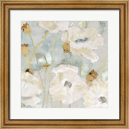 Framed Poppies in the Wind Cream square Print