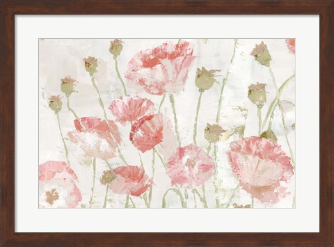 Framed Poppies in the Wind Blush Landscape Print