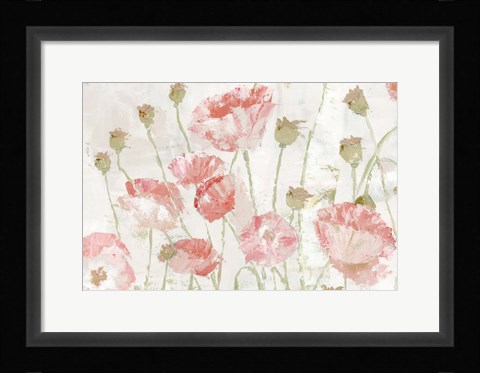 Framed Poppies in the Wind Blush Landscape Print