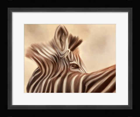 Framed Zebra Looking Over Shoulder Print