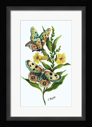 Framed Butterfly on Yellow Floral Print