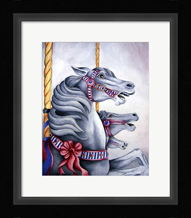 Framed Carousel Horses Print