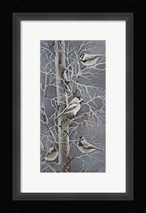 Framed Chickadee Quartet Print