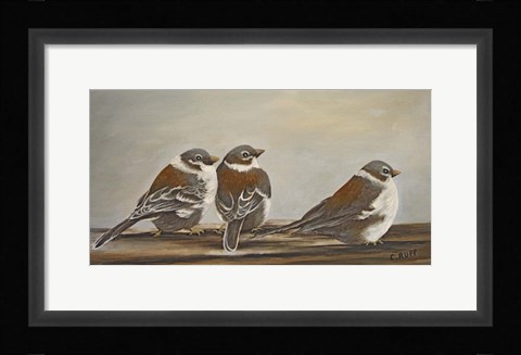 Framed Chickadees on the Deck Print