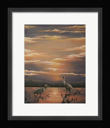 Framed Egrets at Days End Print