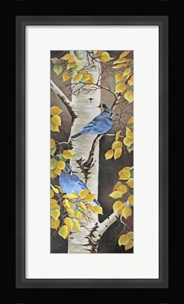 Framed Stellar Jay with Leaves of Gold Print