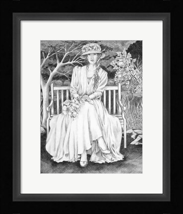 Framed Waiting In The Garden Print