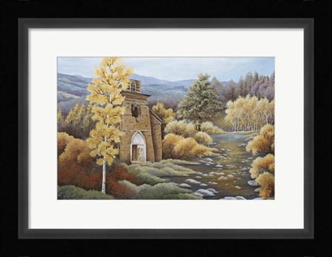 Framed Church by the Creek Print