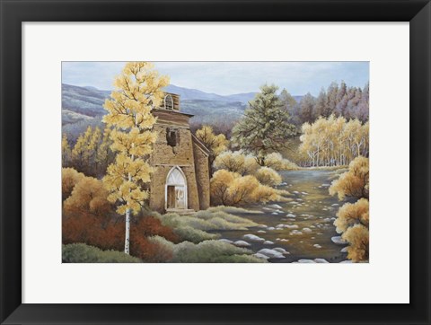 Framed Church by the Creek Print