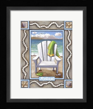 Framed Beach Chair Relax Print