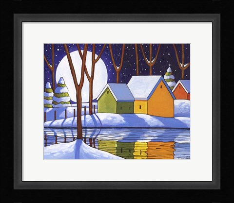Framed Reflection Winter Night Print