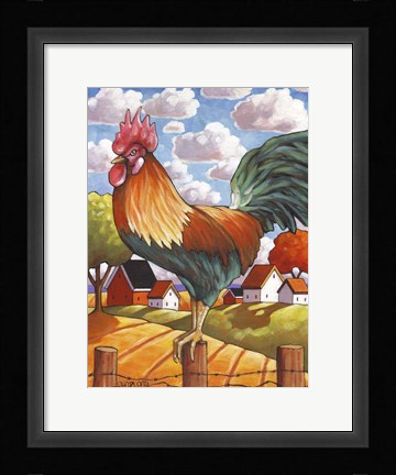 Framed Rooster Country Print