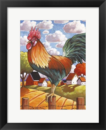 Framed Rooster Country Print