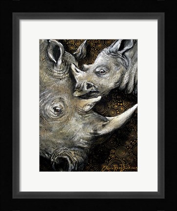 Framed Rhinos Print
