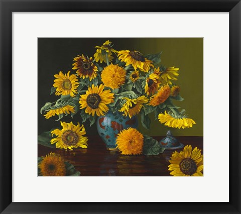 Framed Sunflower Dance with the Fishies Print