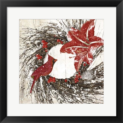 Framed Cardinal Christmas I Print
