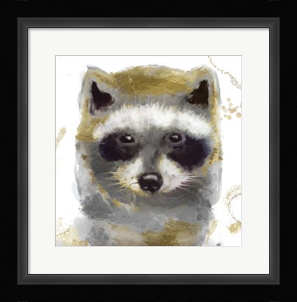Framed Golden Forest - Raccoon Print