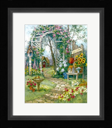 Framed Country Garden Arbor Print