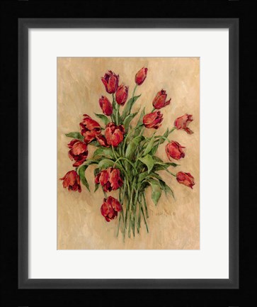 Framed Blossoms in Red Print