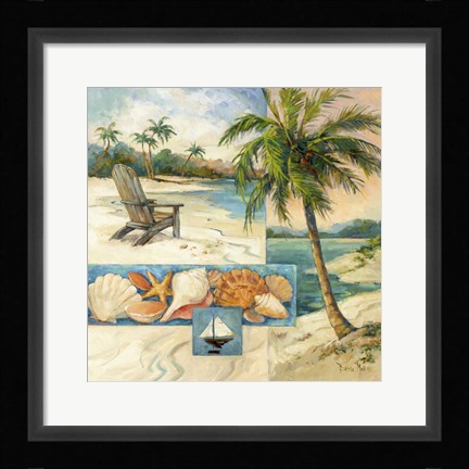 Framed Seaside Collage I Print