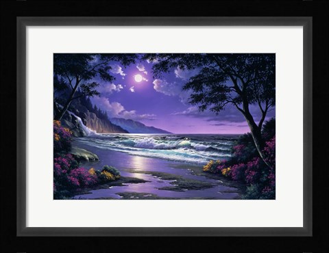 Framed Beach at Night Print