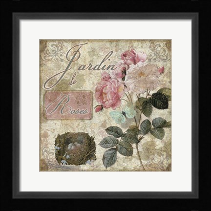 Framed Jardin de Fleurs I Print