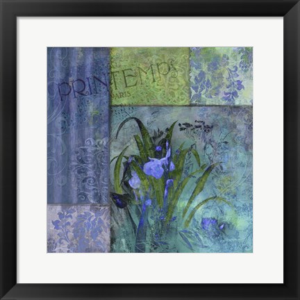 Framed Fleurs Bleues II Print