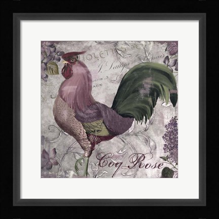 Framed Coqs Colores II Print