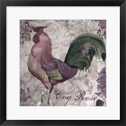 Framed Coqs Colores II Print