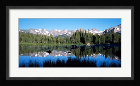 Framed Indian Peaks reflected in Red Rock Lake Boulder Colorado Print