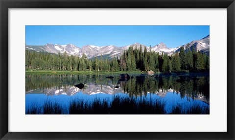 Framed Indian Peaks reflected in Red Rock Lake Boulder Colorado Print