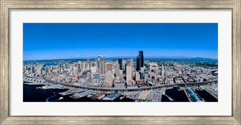 Framed Aerial View of a Cityscape, Seattle, Washington Print