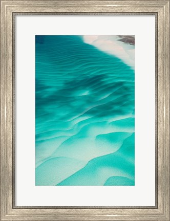 Framed Aerial View of Clear Turquoise Water in Caribbean Sea, Great Exuma Island, Bahamas Print