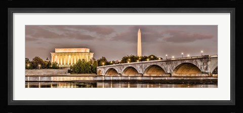 Framed Arlington Memorial Bridge with Lincoln Memorial and Washington Monument, Washington DC Print