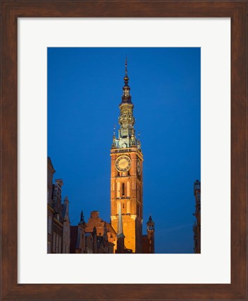 Framed Low Angle View of Clock Tower, Gdansk, Poland Print