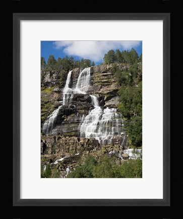 Framed Low angle view of Tvindefossen Waterfall, Voss, Norway Print