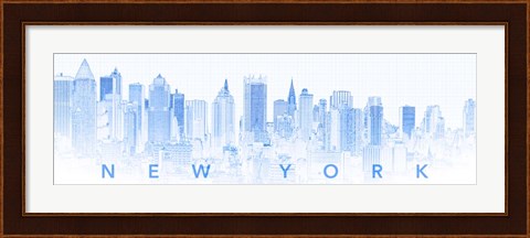Framed New York City in Blue Print