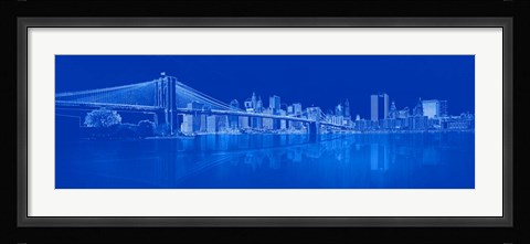 Framed Brooklyn Bridge in Blue Print