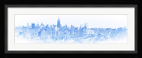 Framed Blue Skylines in a City, Manhattan Print