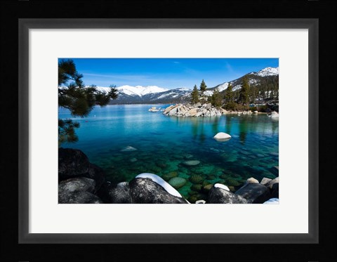 Framed Rocks in Lake Tahoe, California Print