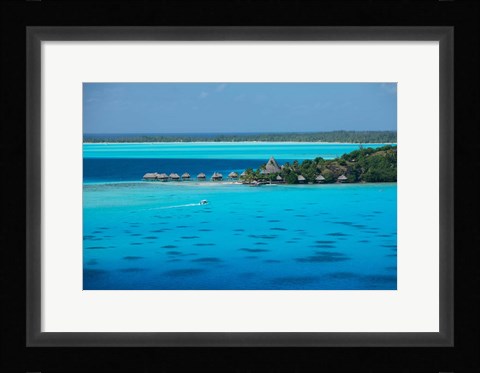 Framed Bungalows on the Beach, Bora Bora, French Polynesia Print