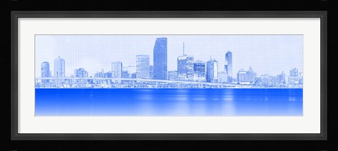 Framed View of Skylines at Night, Miami, Florida Print