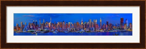 Framed Panoramic View of Manhattan Skyline at Dusk Print
