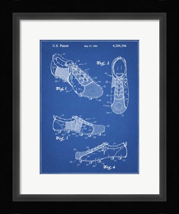 Framed Blueprint Soccer Cleats Patent Print